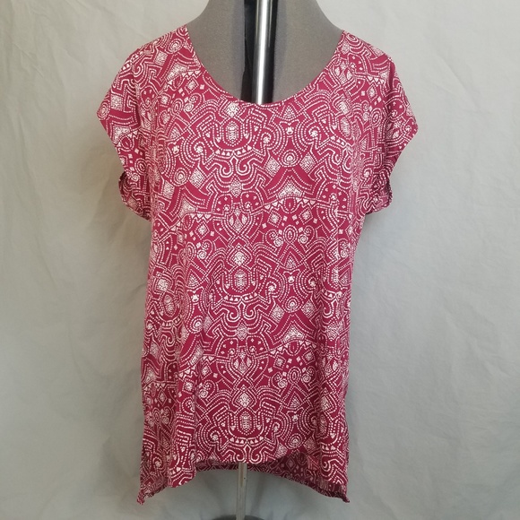 14th & Union Dot Pattern Burgundy Blouse Sz XL - Picture 3 of 8